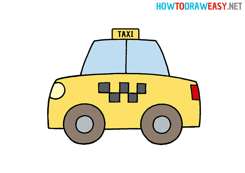 How to Draw a Cartoon Taxi