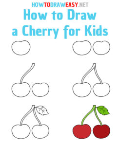 How to Draw a Cherry for Kids - How to Draw Easy