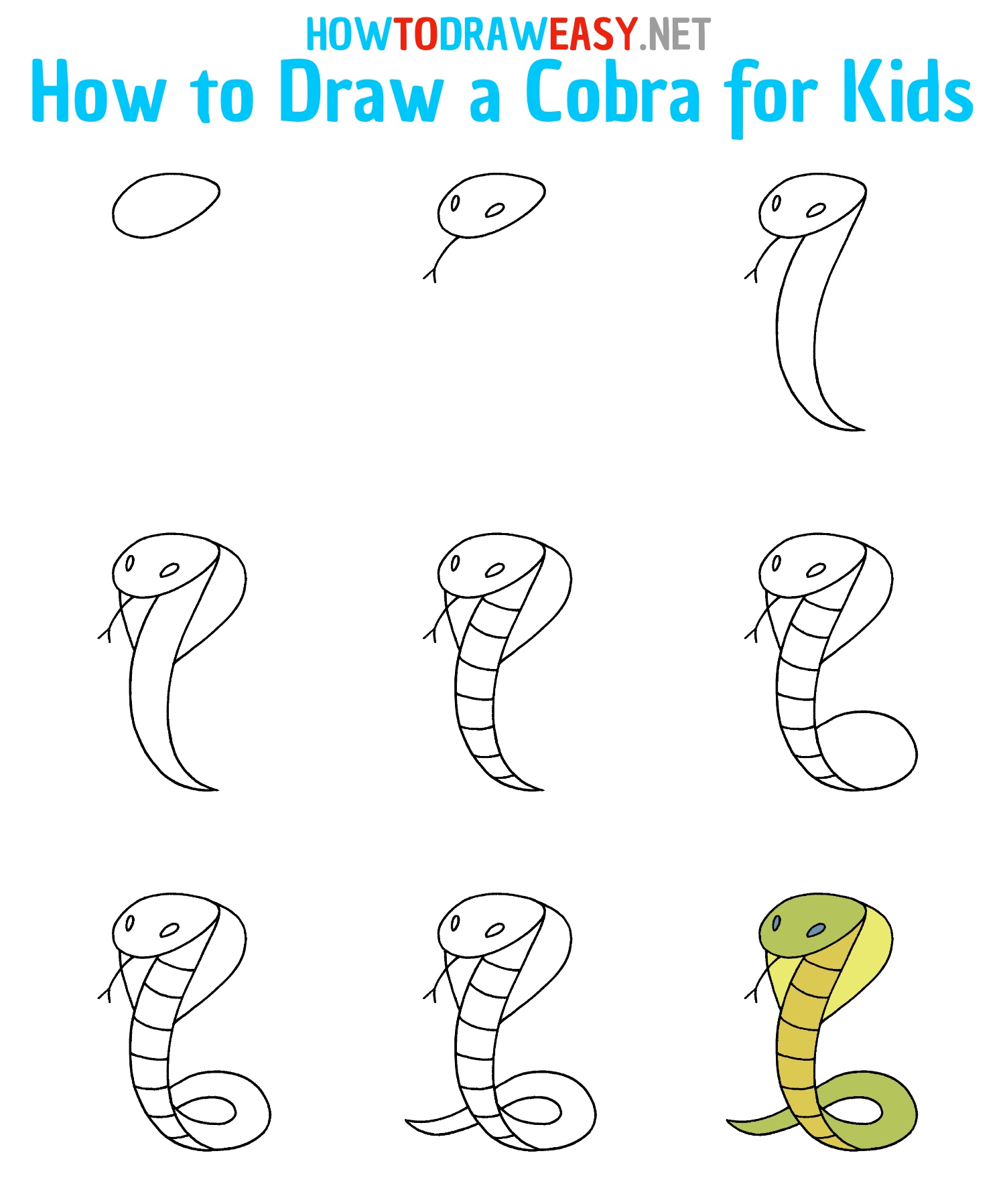 How to Draw a Cobra Easy Step by Step