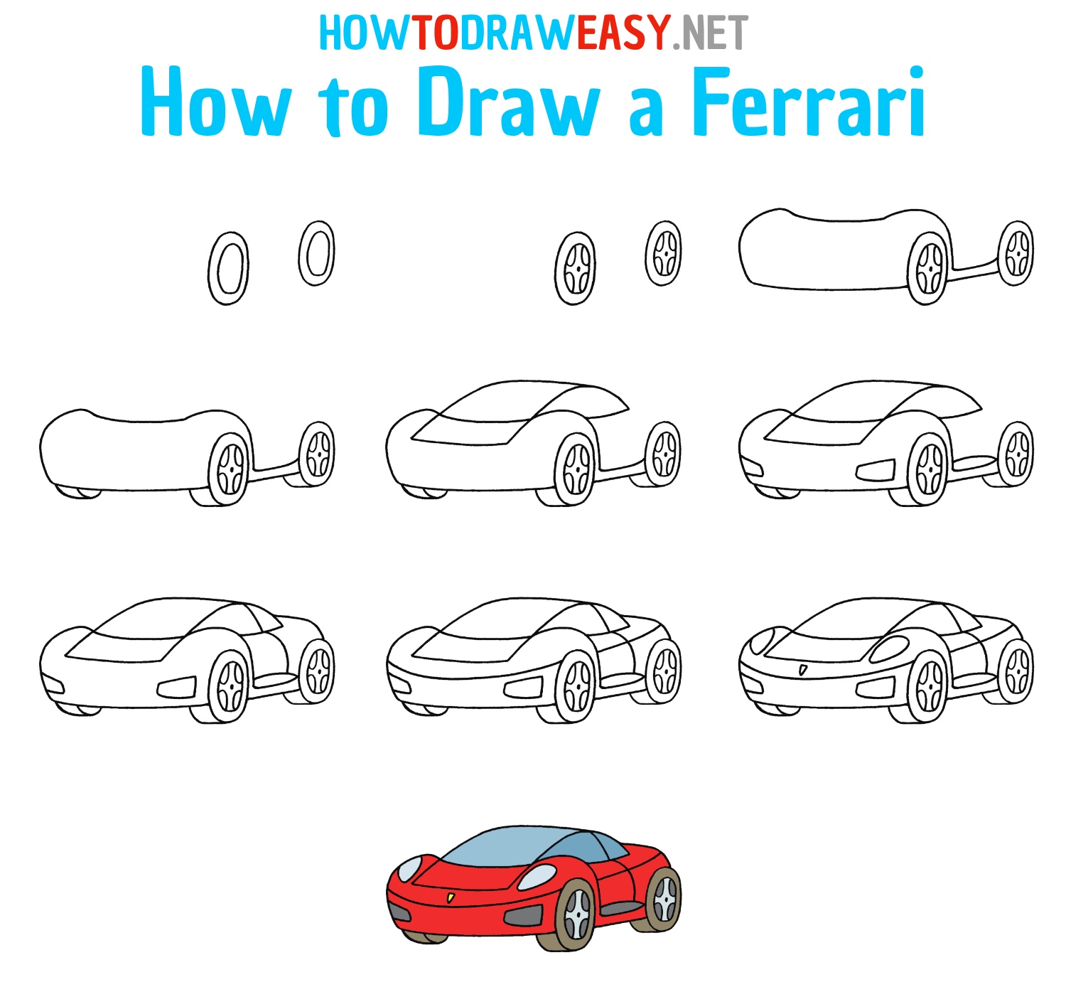How to Draw a Ferrari Step by Step Easy