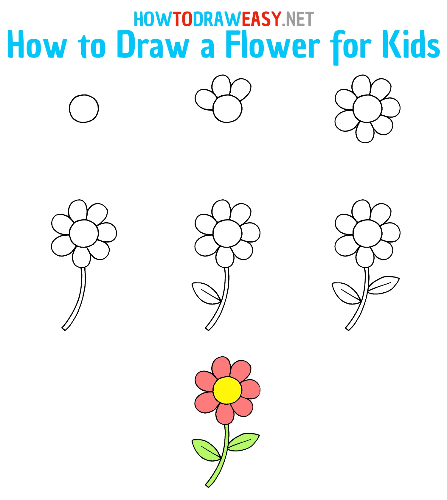 How To Draw A Flower For Kids How To Draw Easy