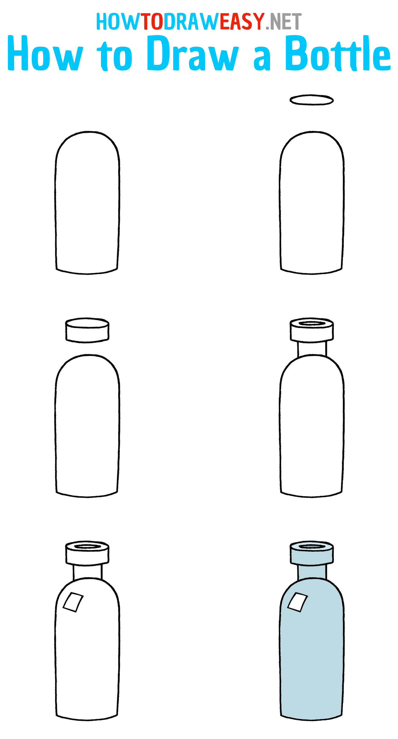 How to Draw a Glass Bottle Step by Step