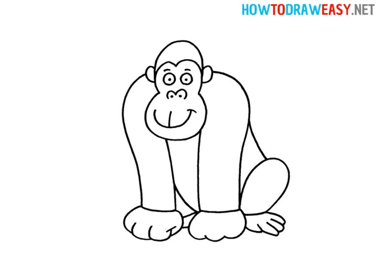 How to Draw a Gorilla for Kids - How to Draw Easy