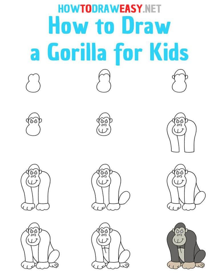 How to Draw a Gorilla for Kids - How to Draw Easy