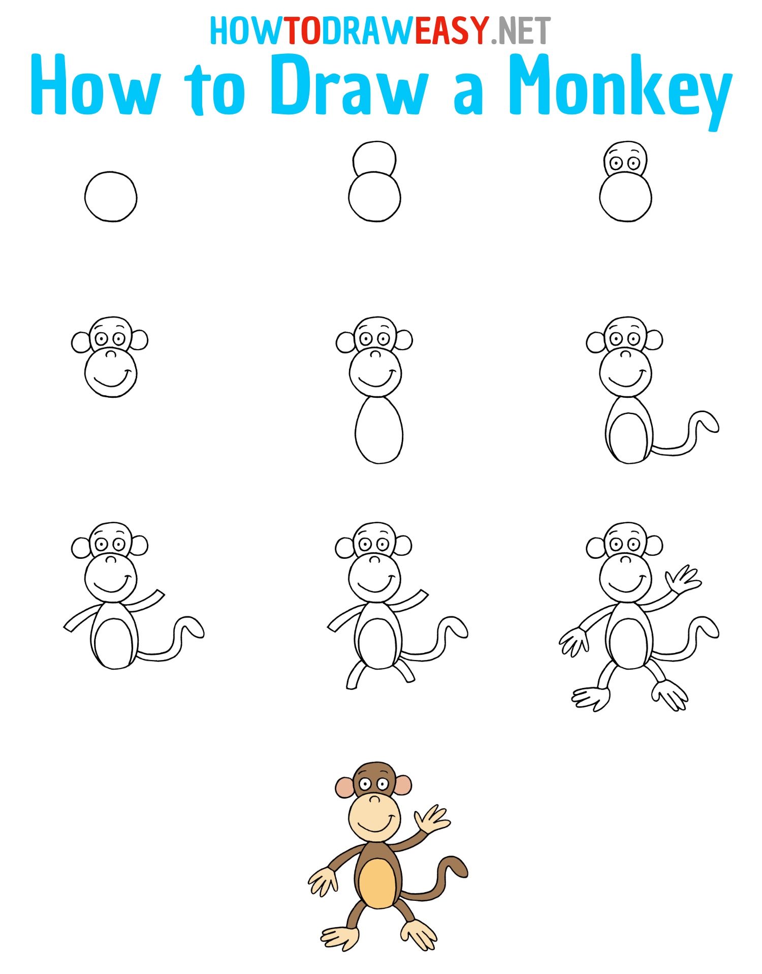 How to Draw a Monkey Step by Step