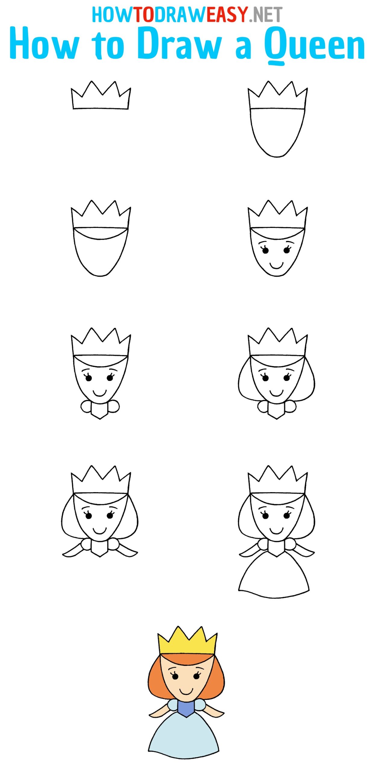 How to Draw a Queen Step by Step