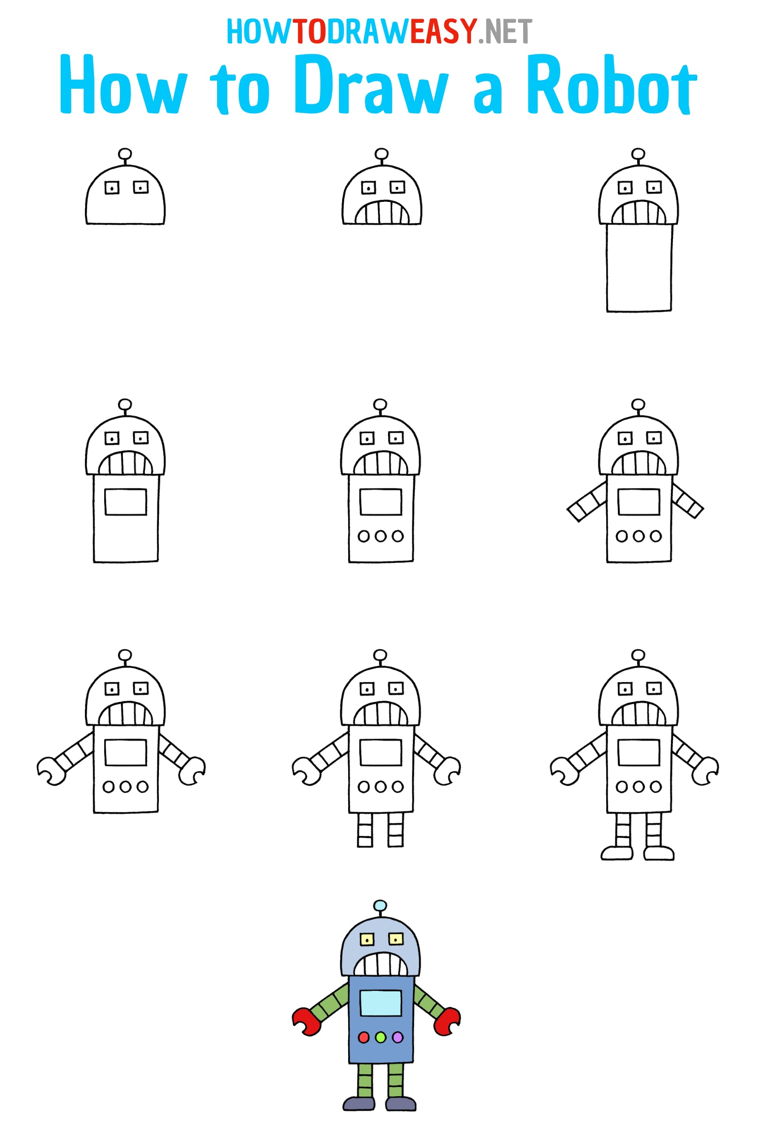 How to Draw a Robot Step by Step