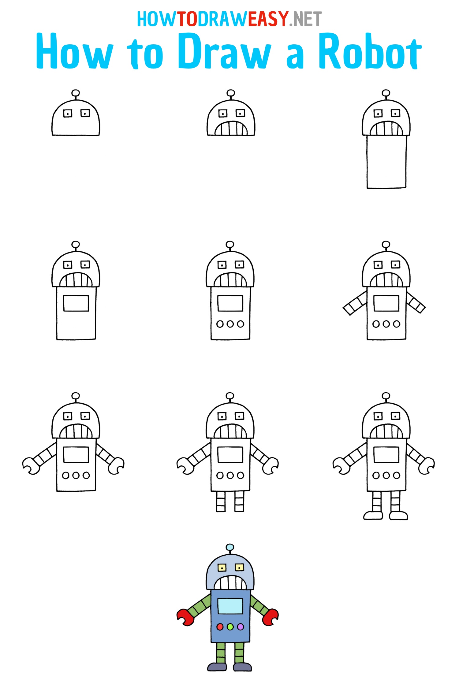 How To Draw A Robot Step By Step