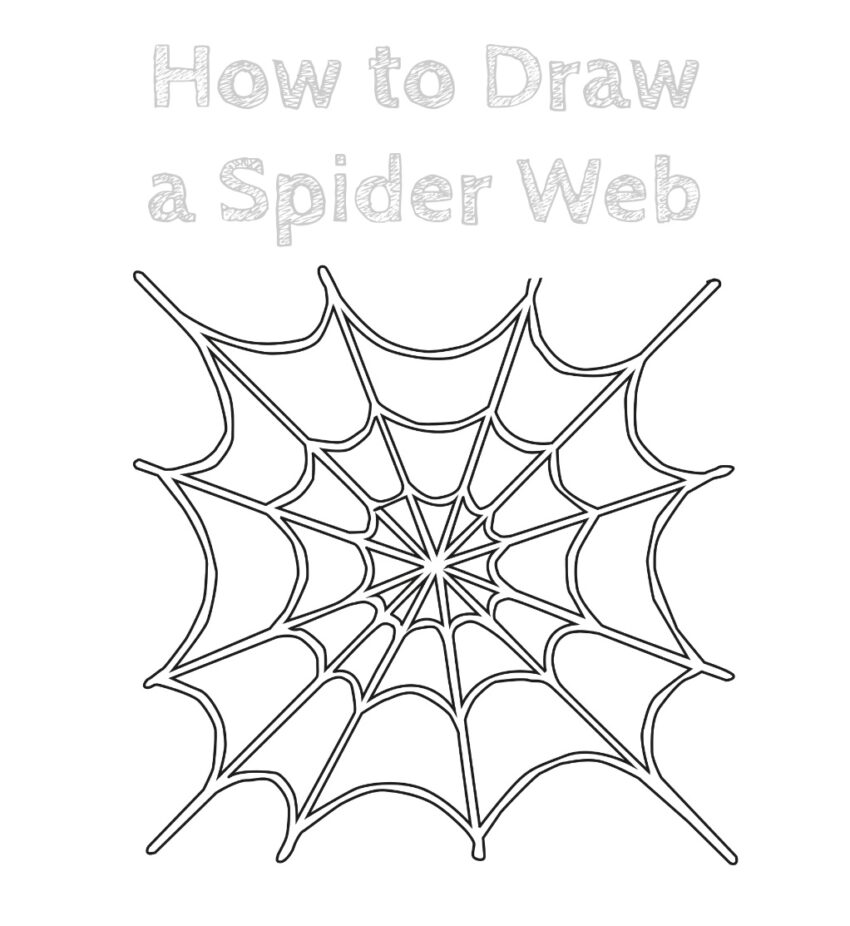 How to Draw a Spider Web Easy - How to Draw Easy