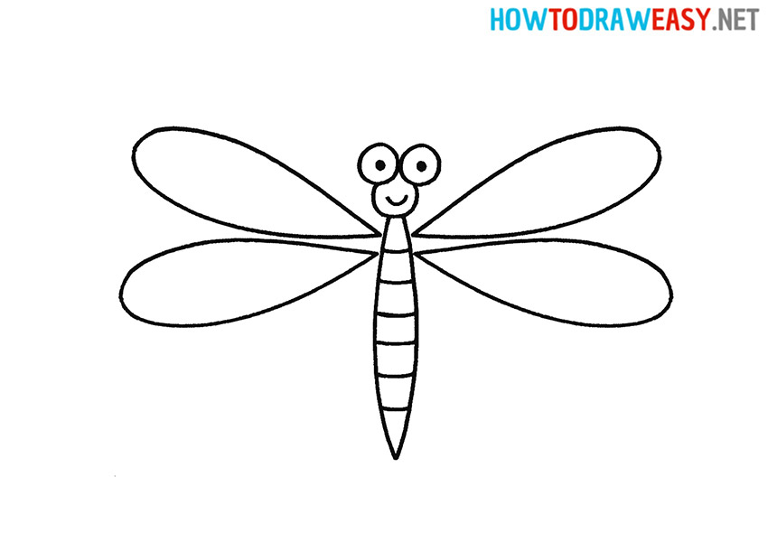 how to draw a simple dragonfly
