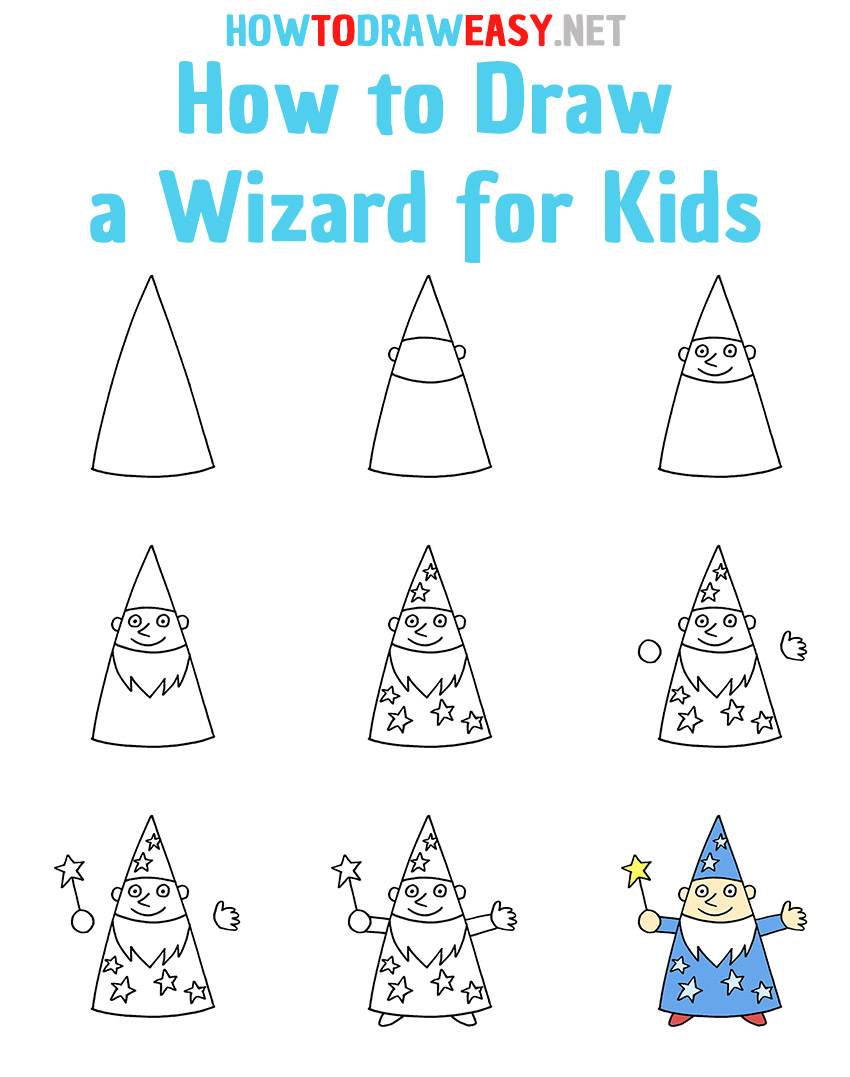 how to draw a wizard step by step