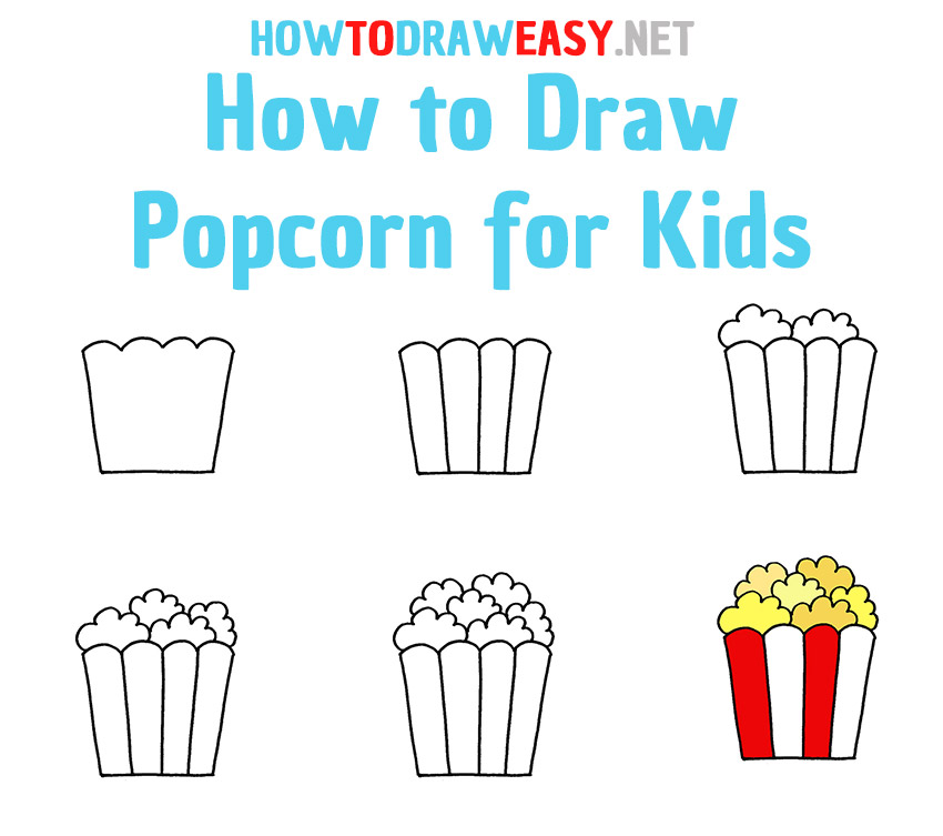 How to Draw Popcorn Step by Step