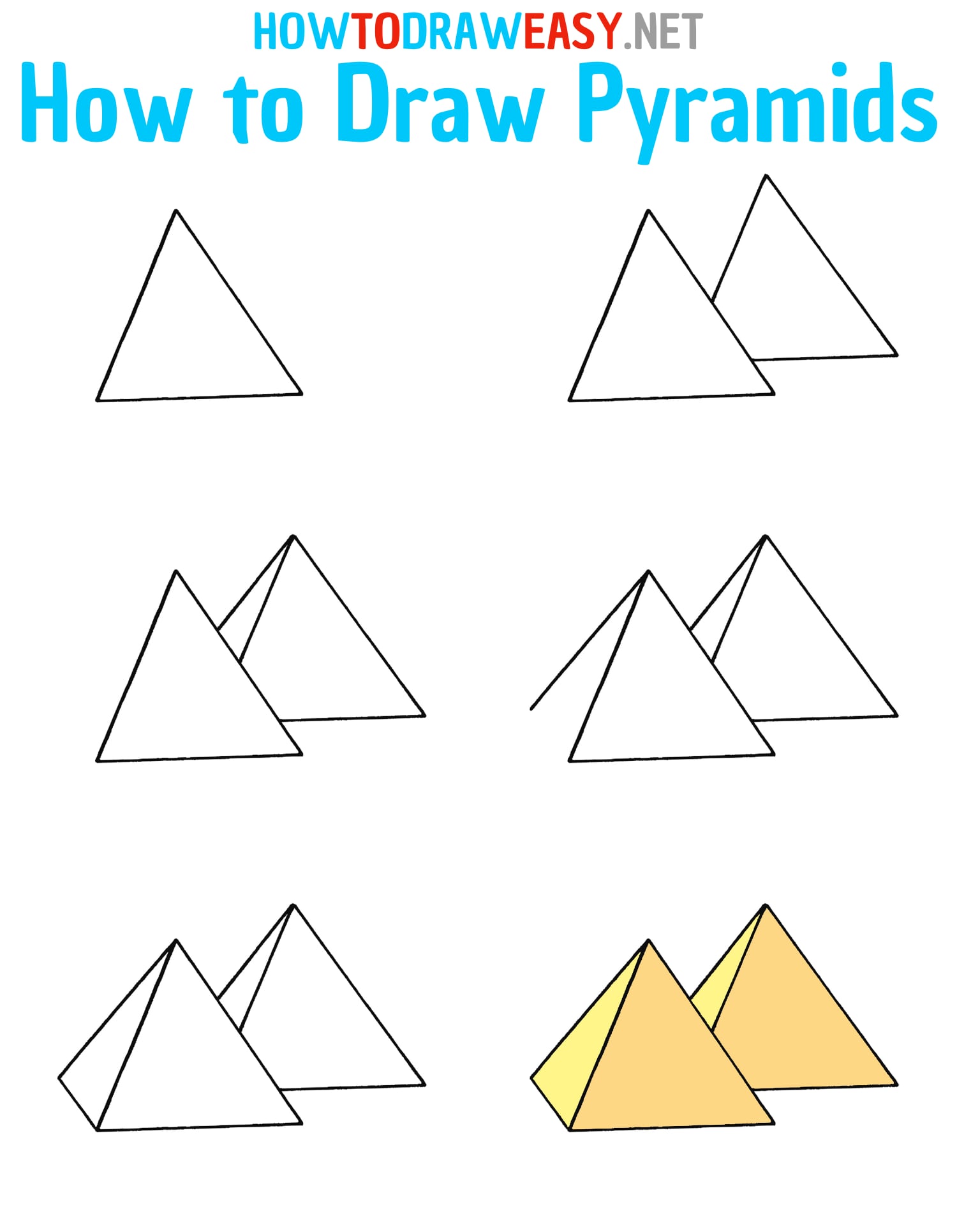 How to Draw Pyramids Step by Step