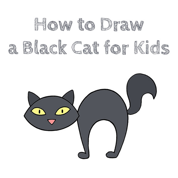 How To Draw A Black Cat For Kids How To Draw Easy