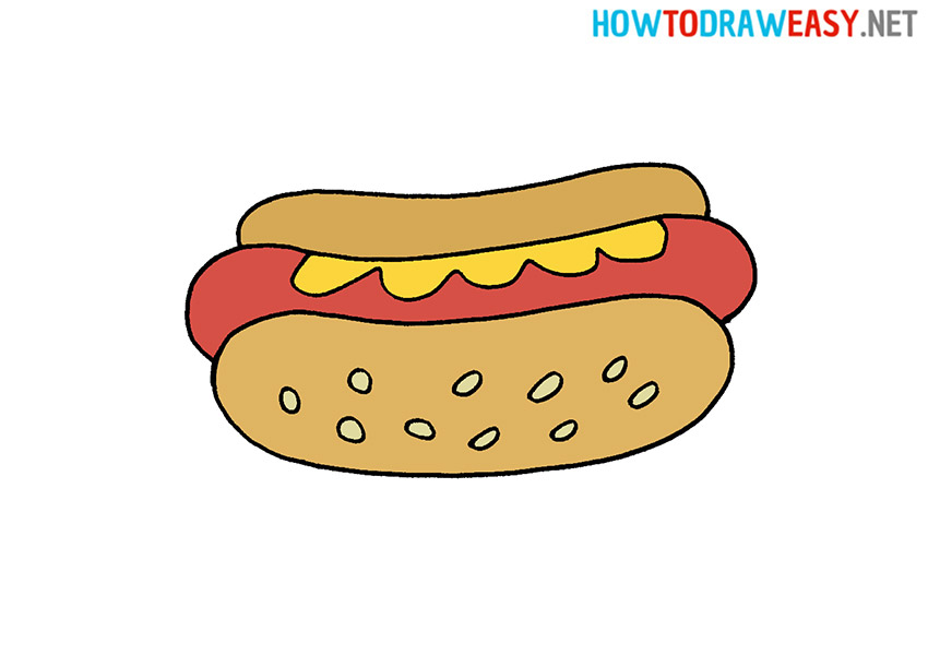 How to Draw a Cartoon Hot Dog