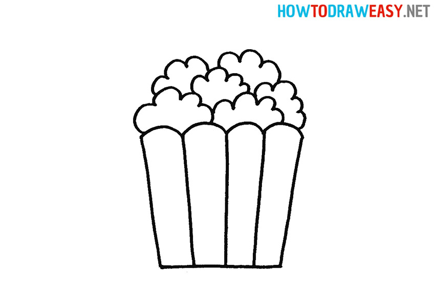 How to Draw a Cartoon Popcorn
