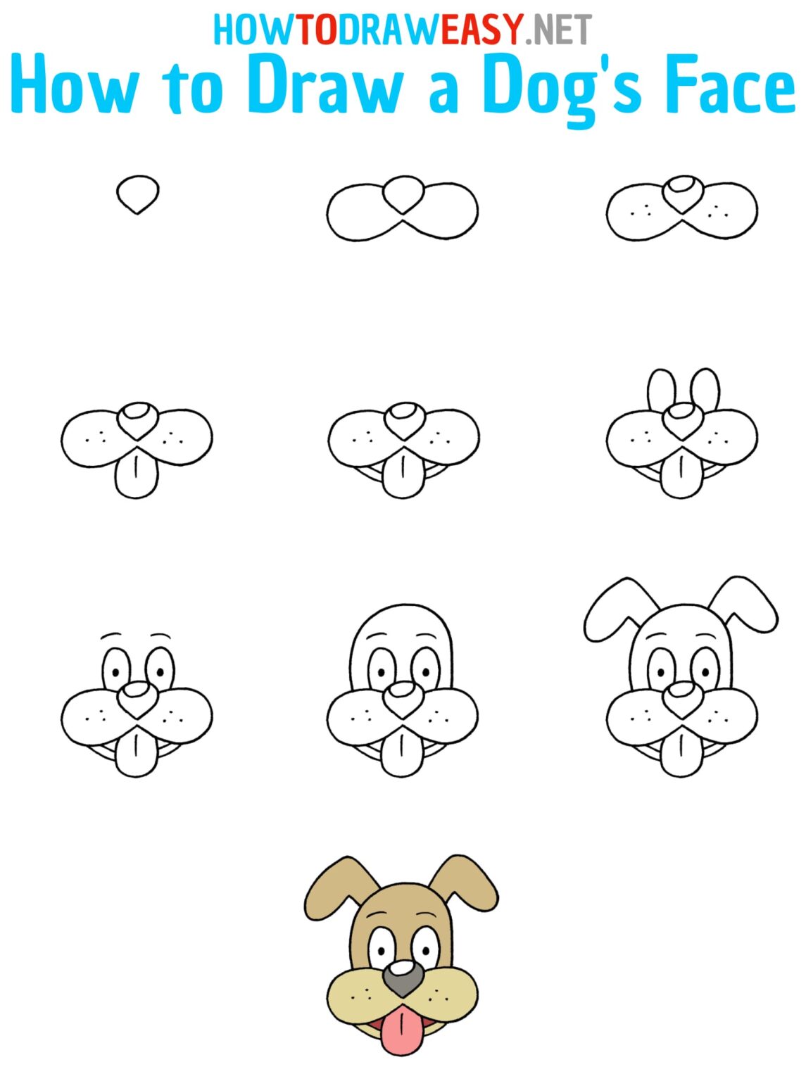 How to Draw a Dog's Face for Kids - How to Draw Easy