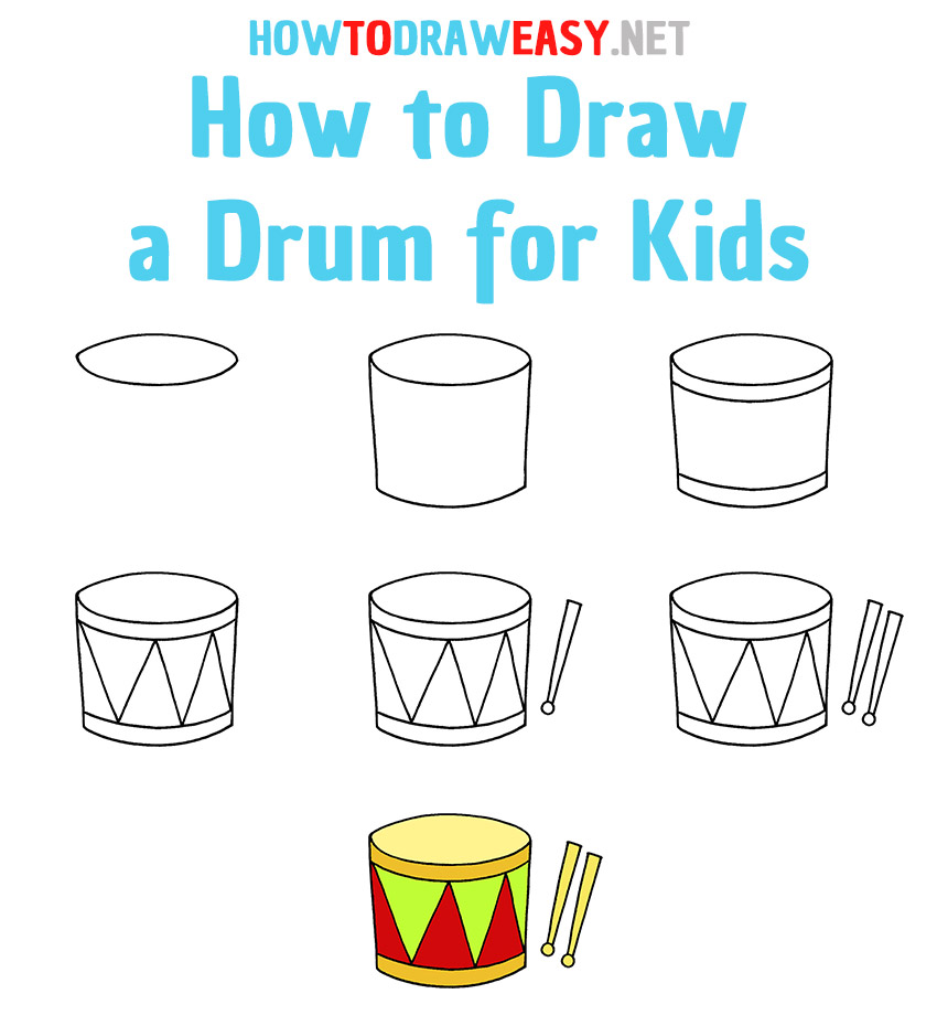 How to Draw a Drum Step by Step
