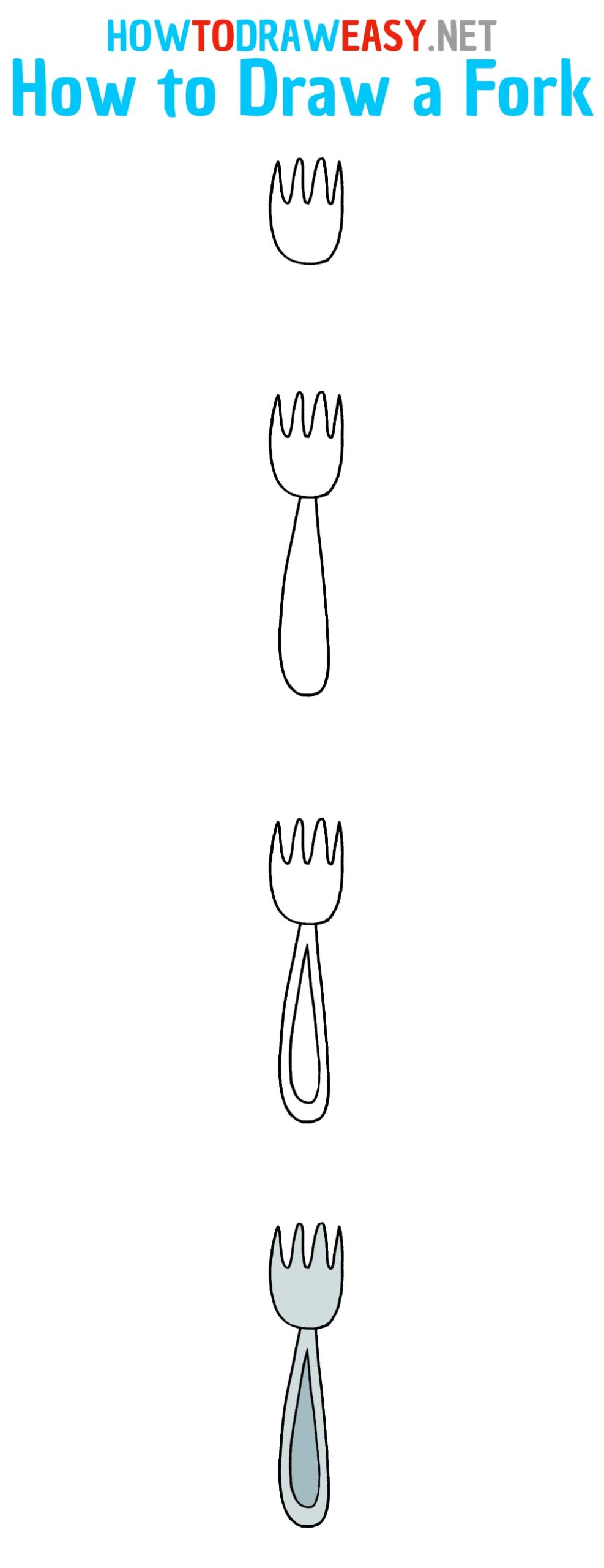 How to Draw a Fork Step by Step