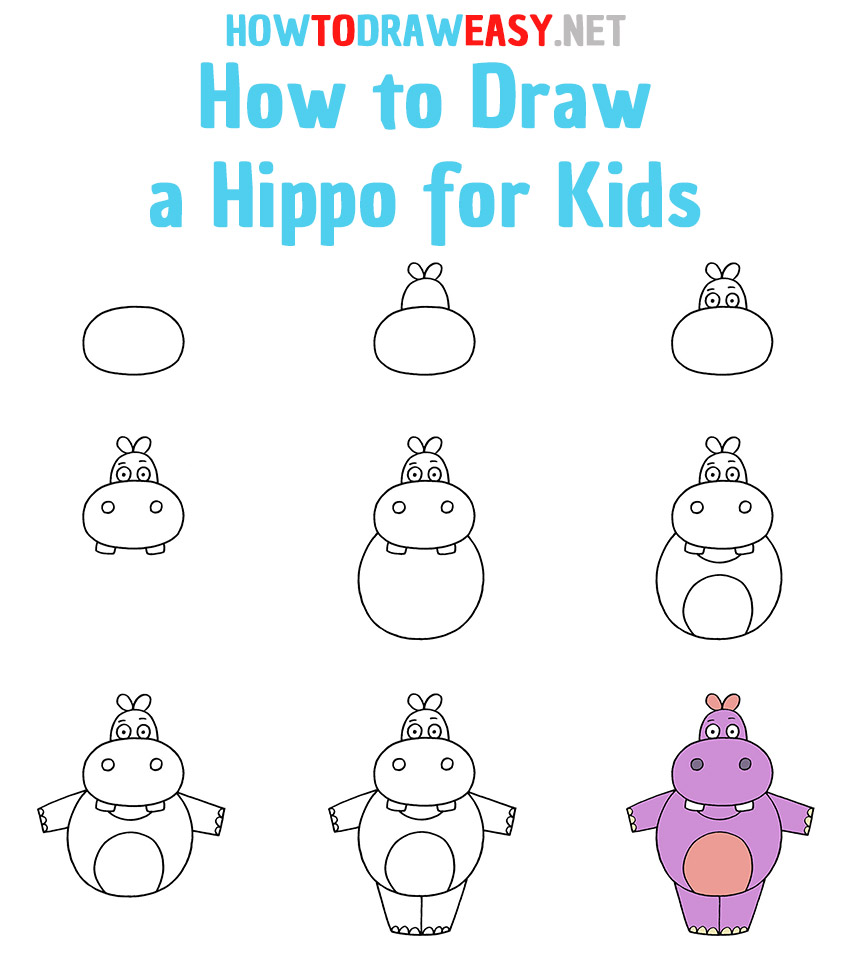 How to Draw a Hippo Step by Step