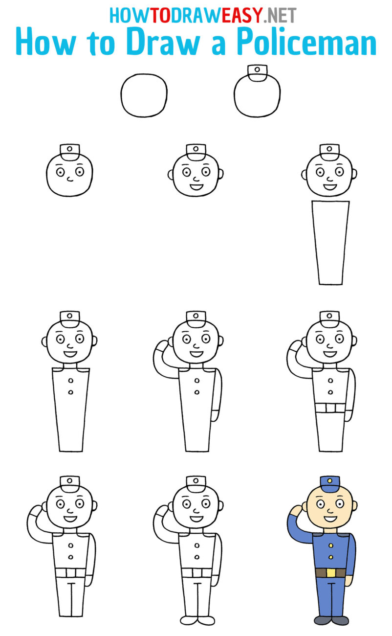 How to Draw a Policeman for Kids - How to Draw Easy