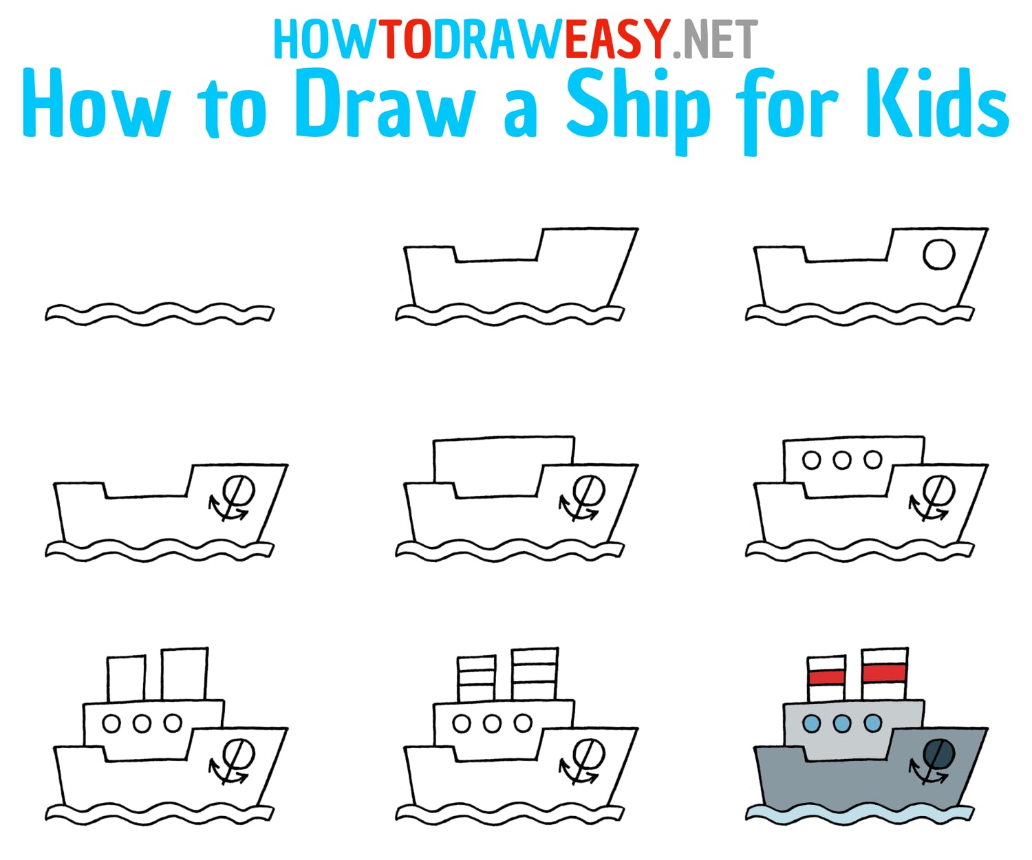 How to Draw a Ship Easy Step by Step