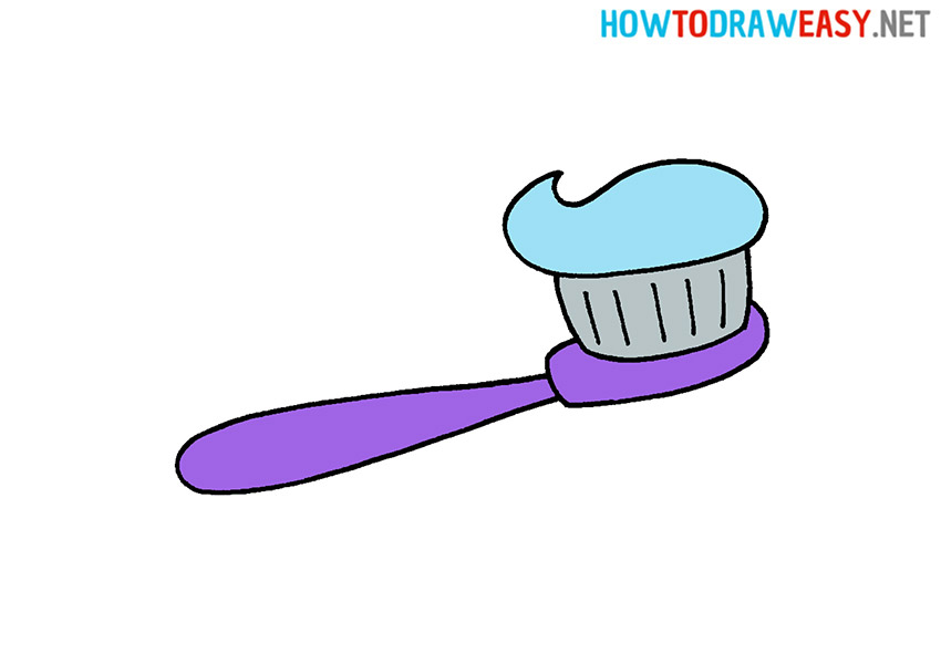 Cách vẽ bàn chải đánh răng và kem đánh răng