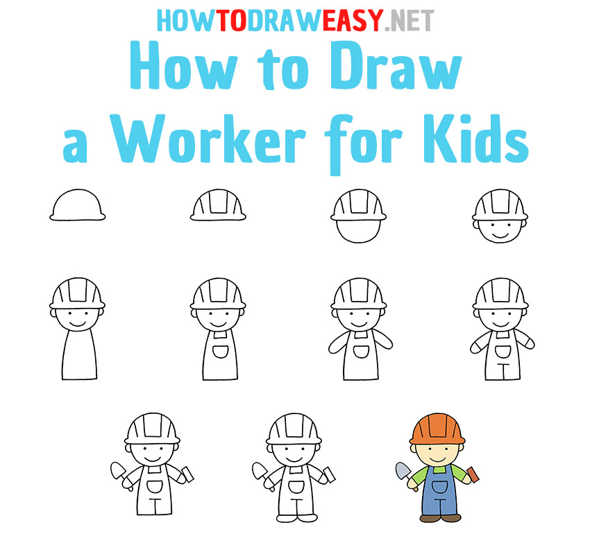 How to Draw a Worker Step by Step