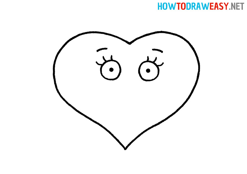Step by Step Cartoon heart Drawing