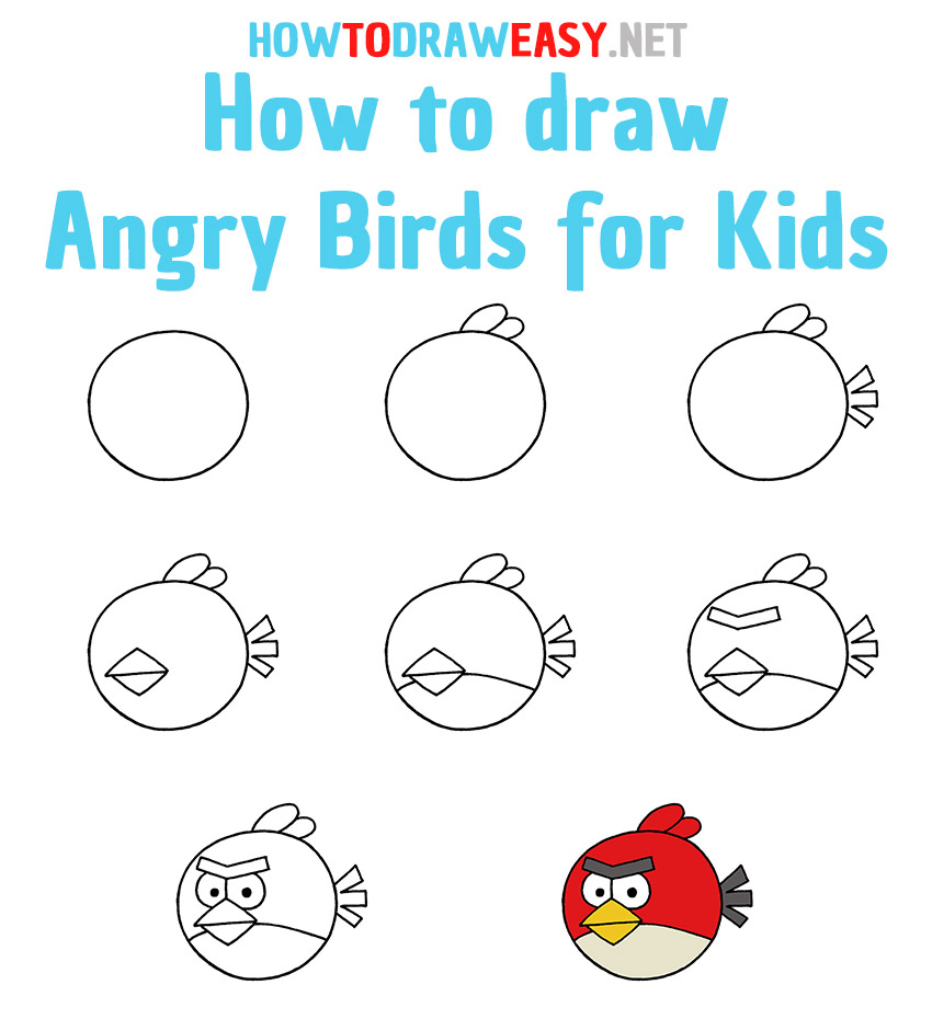 How to Draw Angry Birds Step by Step