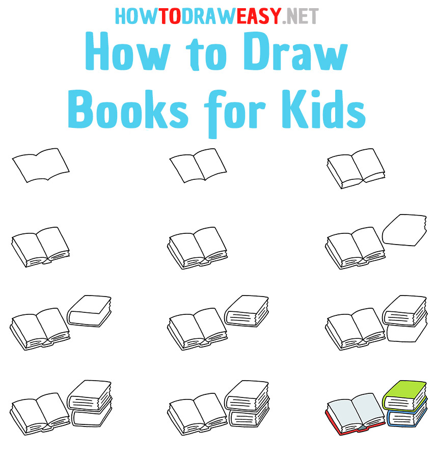 How to Draw Books Step by Step