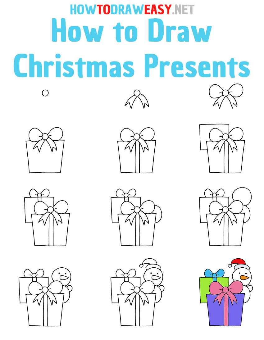 How to Draw Christmas Presents Step by Step