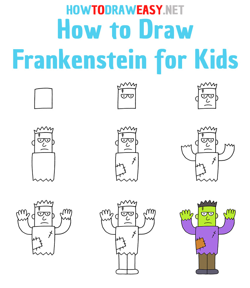 How to Draw Frankenstein Step by Step