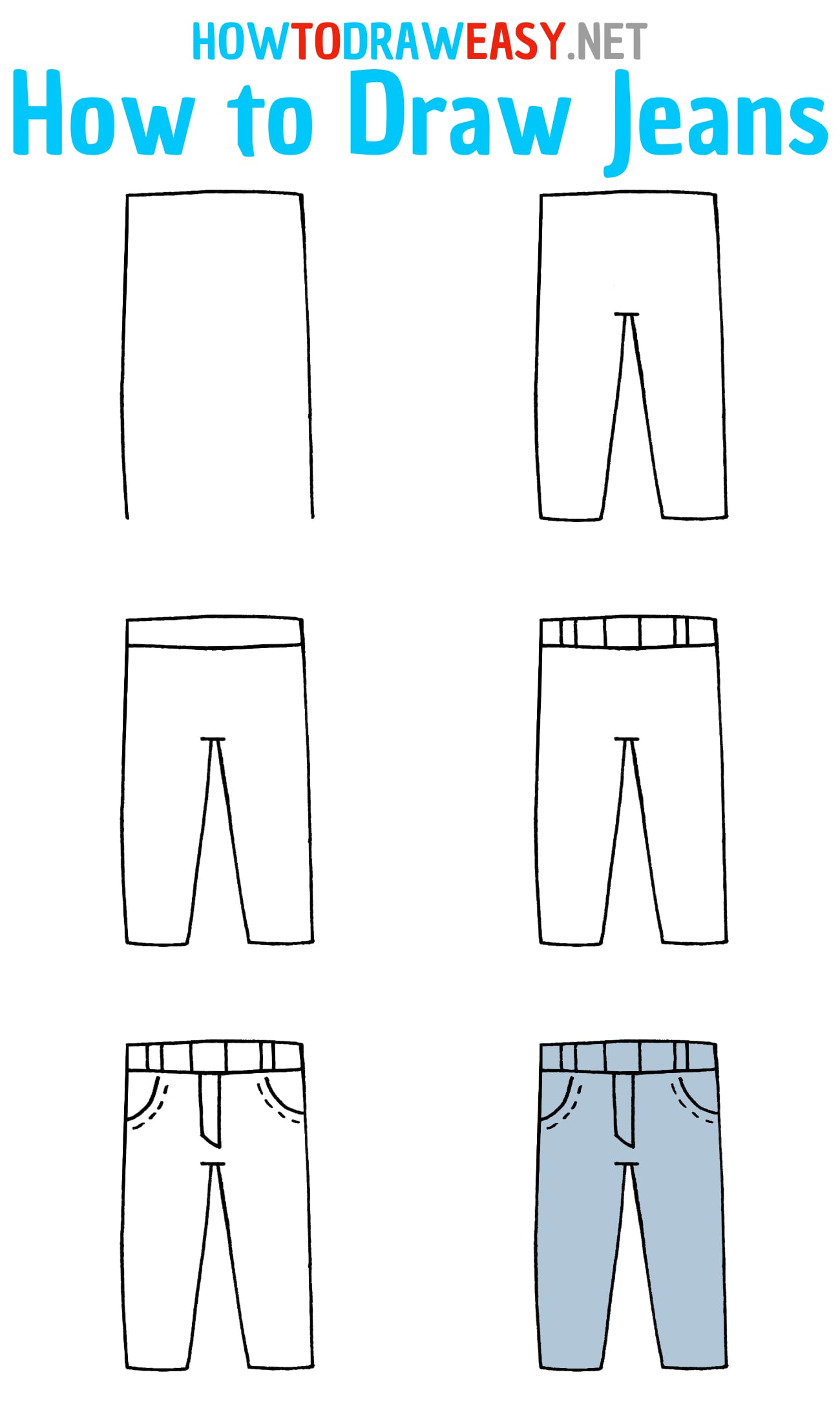 How to Draw Jeans Step by Step