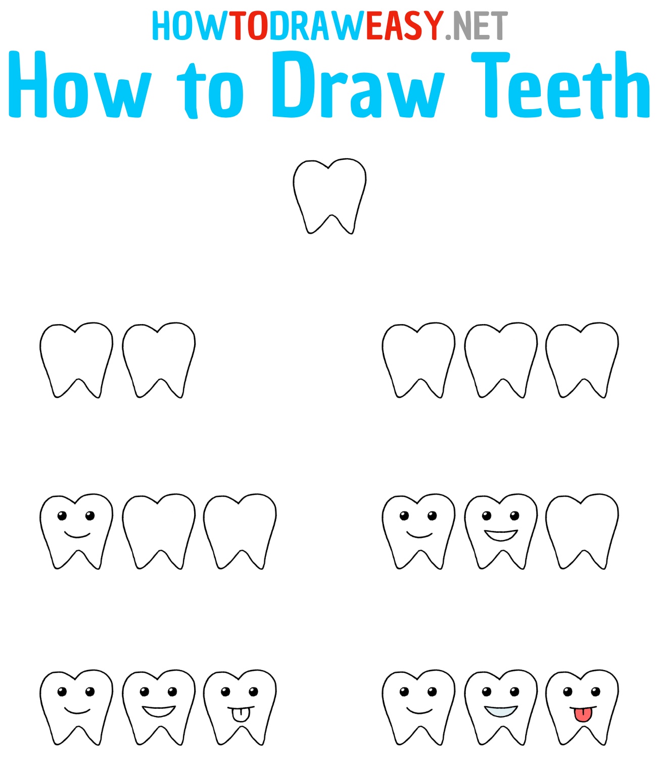 How to Draw Teeth for Kids Step by Step