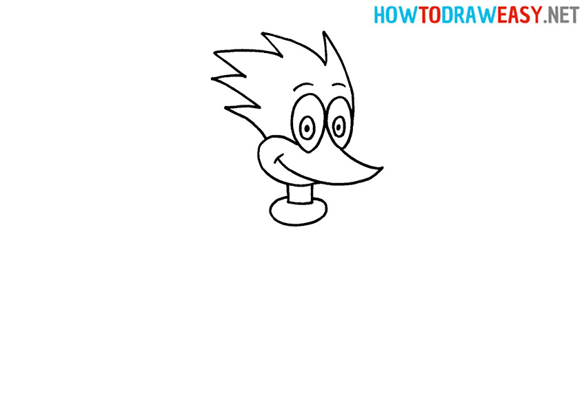 How to Draw Woody Woodpecker Head