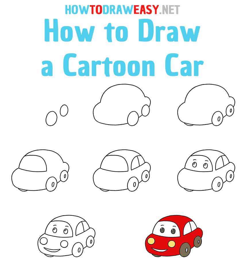 How to Draw a Cartoon Car Step by Step