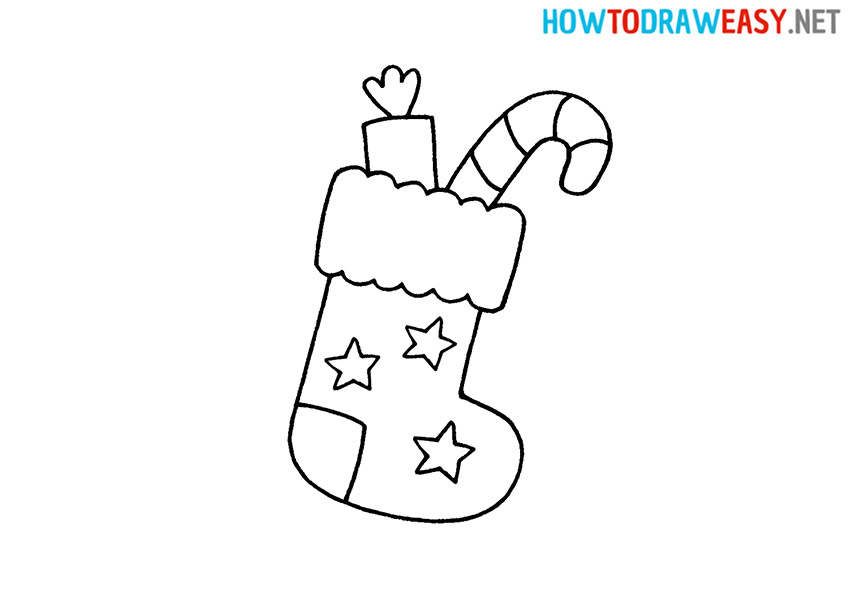 How to Draw a Cartoon Christmas Stocking