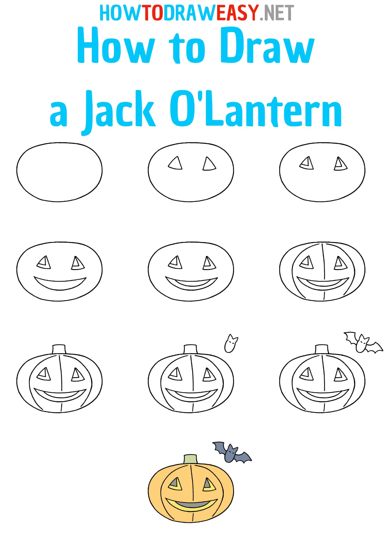 How to Draw a Jack o lantern step by step