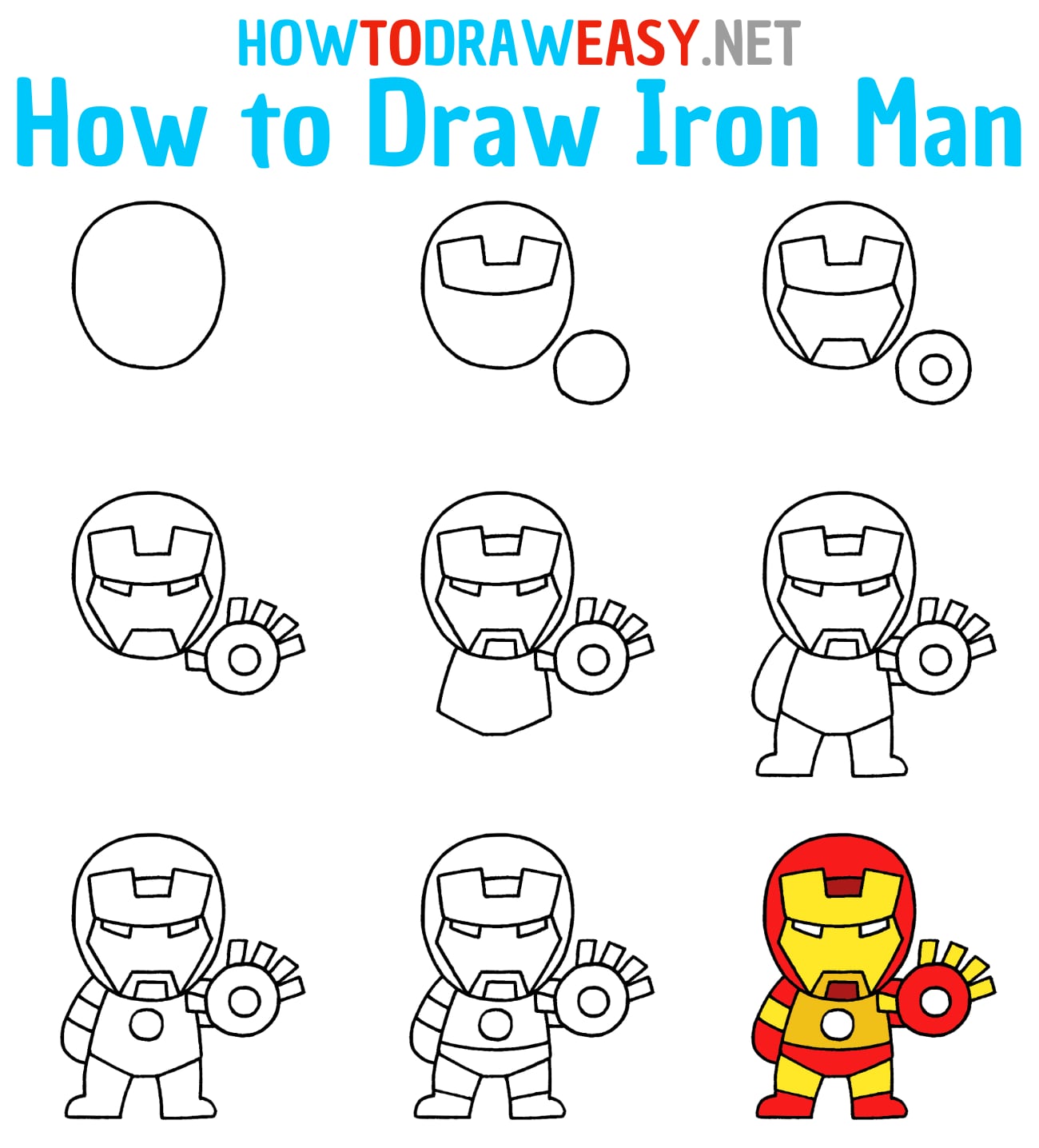 How to Draw Iron Man for Kids   How to Draw Easy