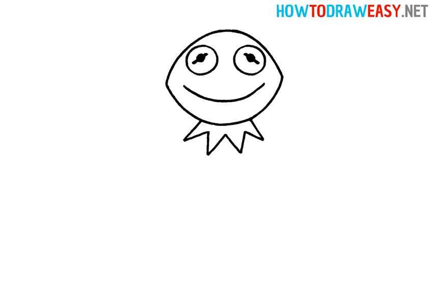 How to Draw Kermit the Frog Head