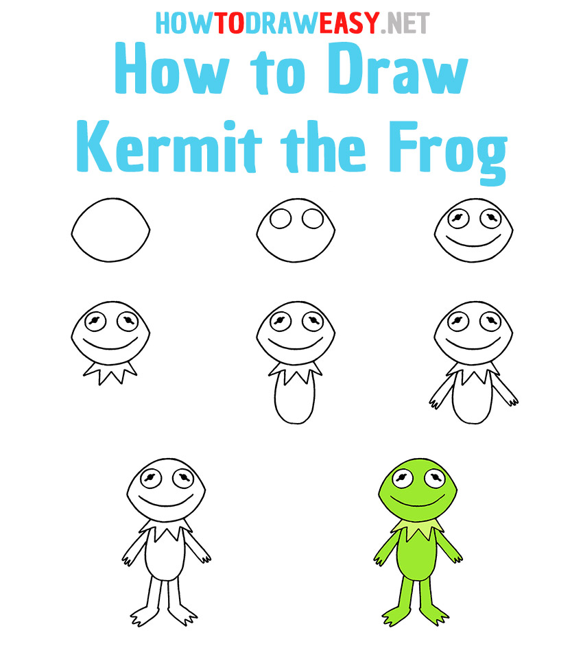 How to Draw Kermit the Frog Step by Step
