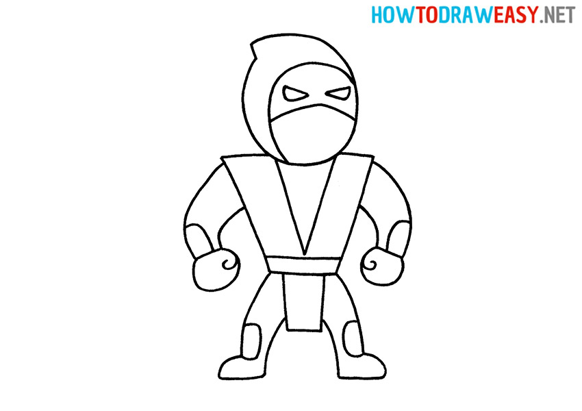 How to Draw Scorpion from MK Easy