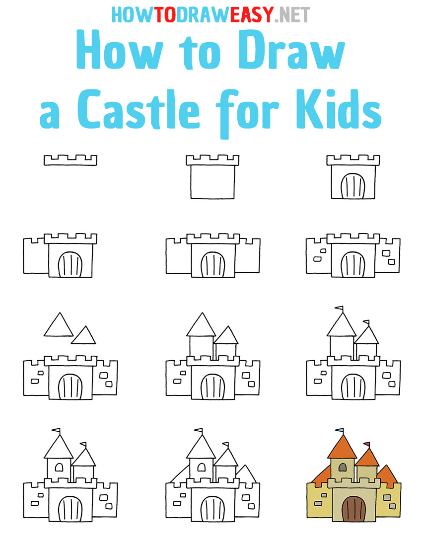 How to Draw a Castle Step by Step