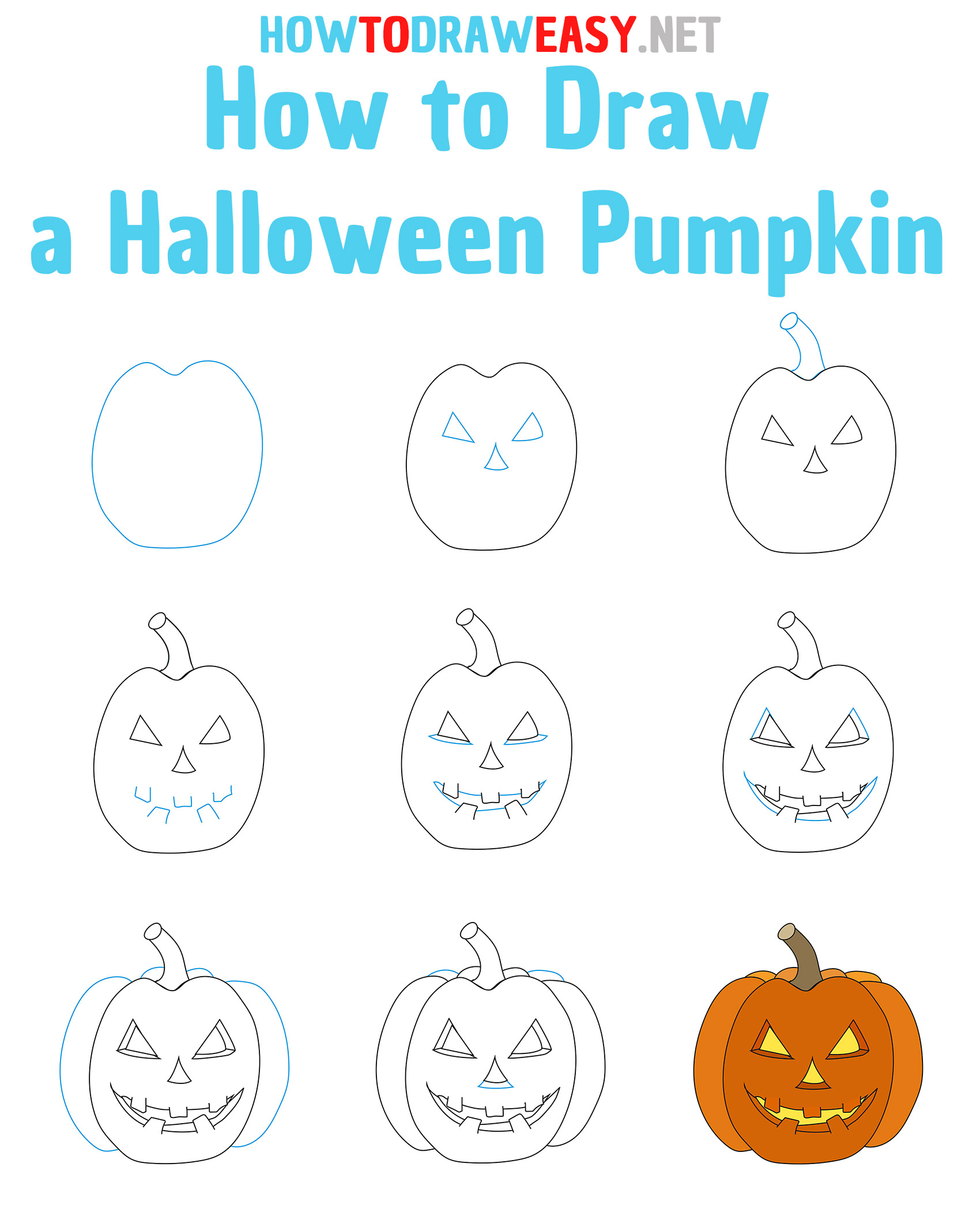 How to Draw a Halloween Pumpkin Step by Step