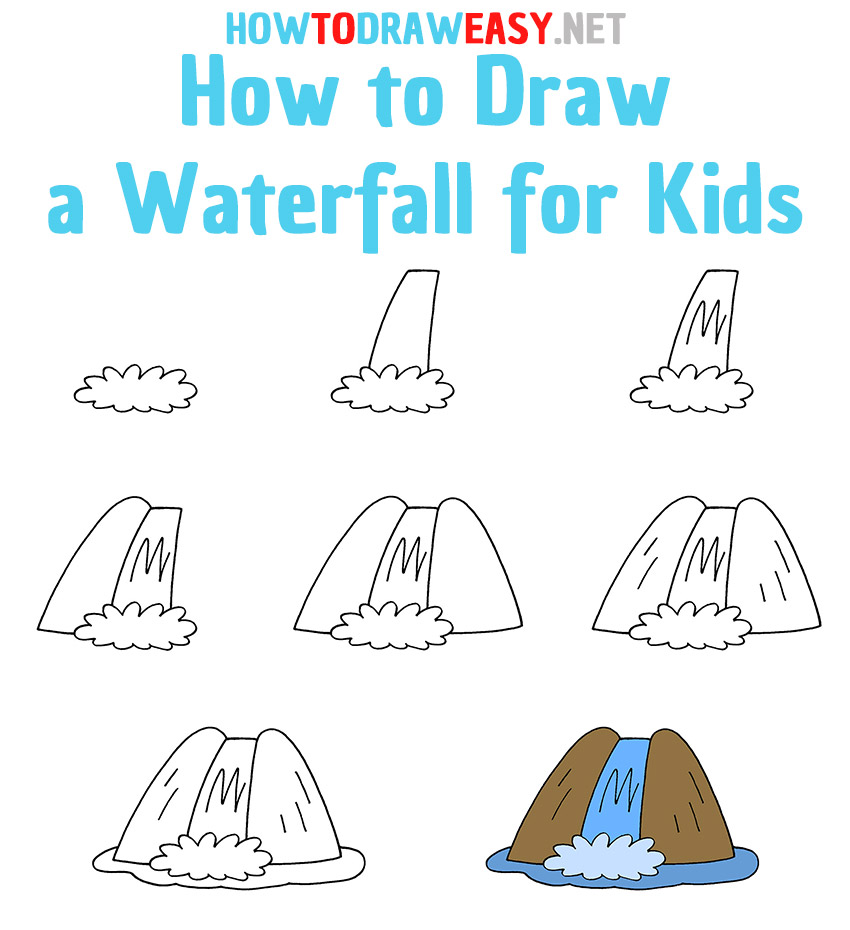 How to Draw a Waterfall for Kids Draw for Kids