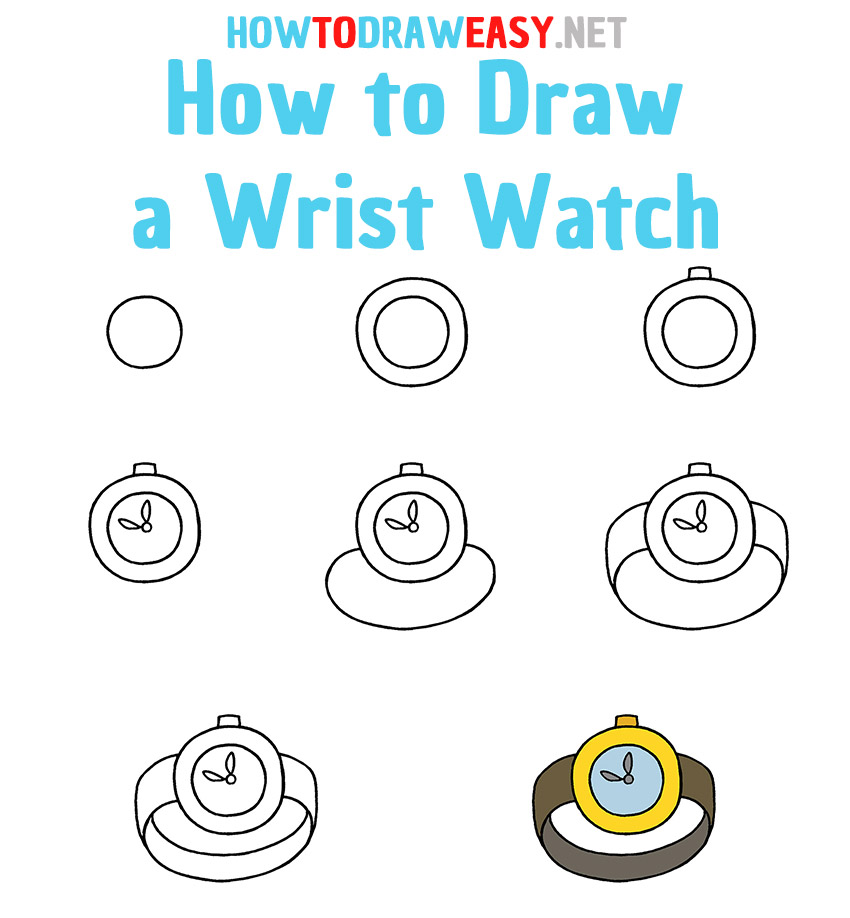 How to Draw a Wrist Watch Step by Step