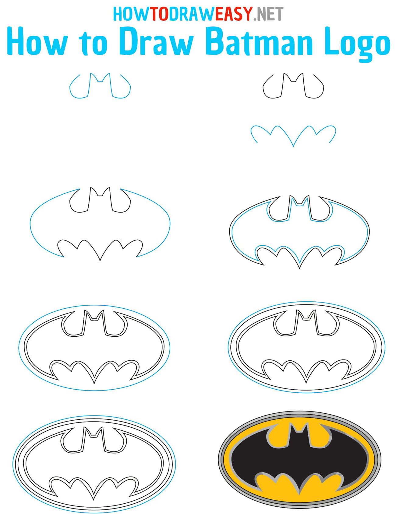 How to Draw Batman Symbol Step by Step