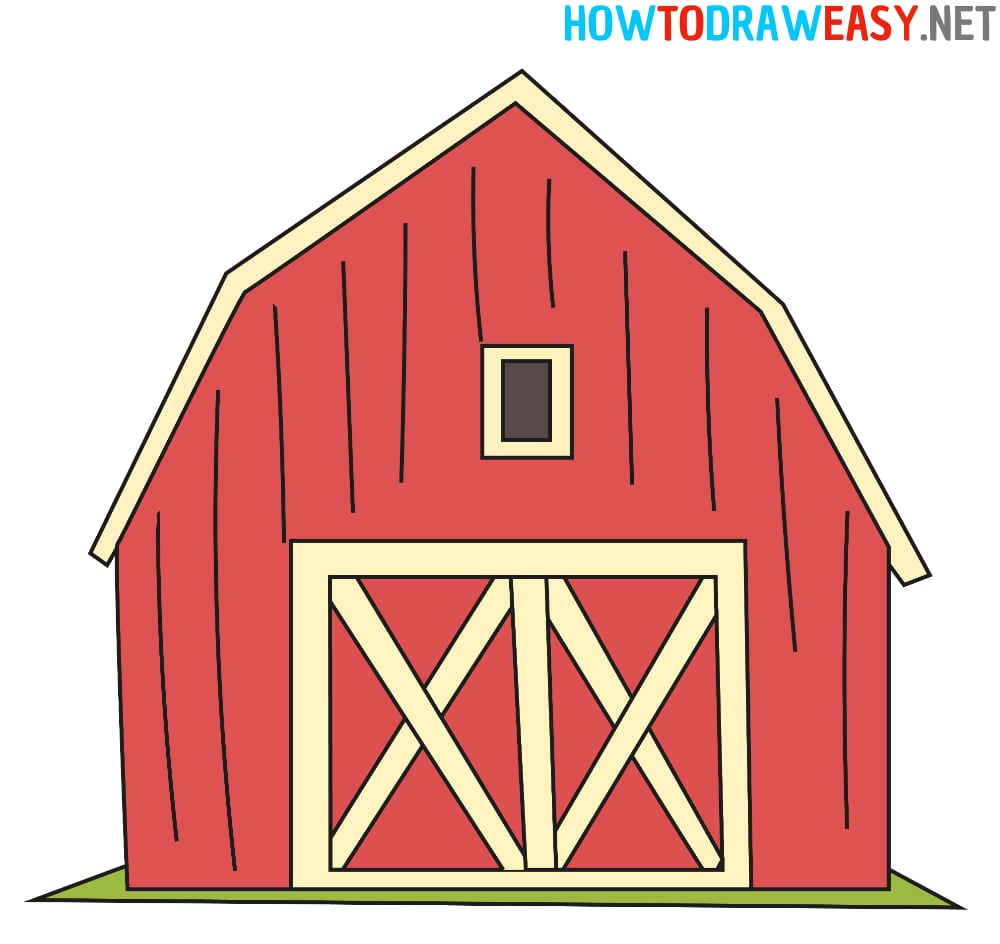how to draw a barn easy