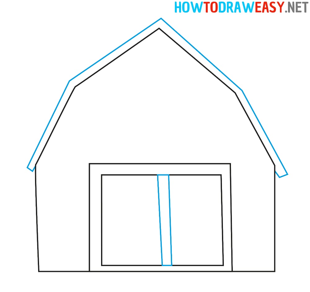 how to draw a barn house